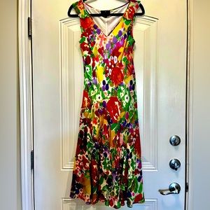 FENN WRIGHT MANSON 100% Silk Floral Sleeveless Midi.